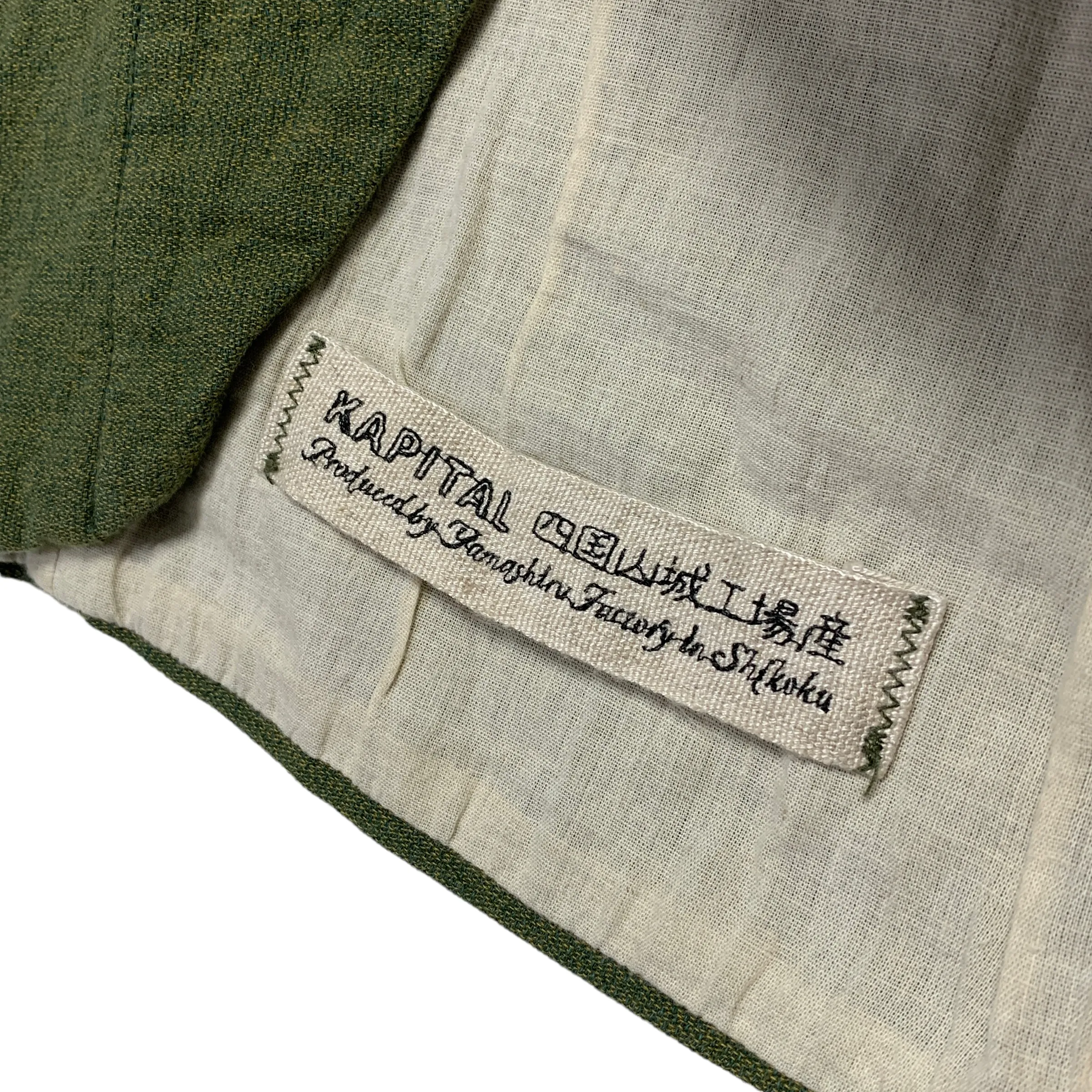 [2] Kapital Cotton Linen Leather Elbow 4 Button Blazer