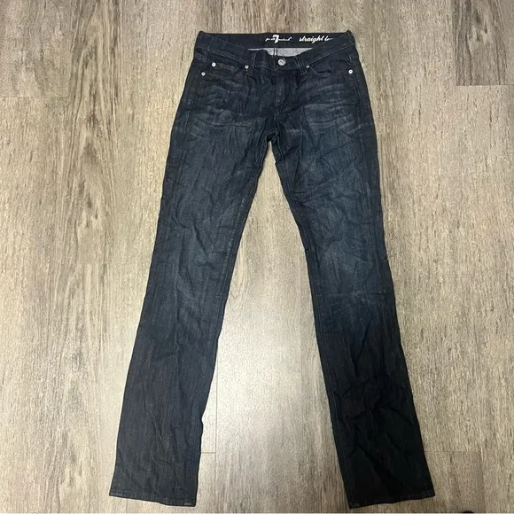 7 for mankind dark wash straight leg jeans