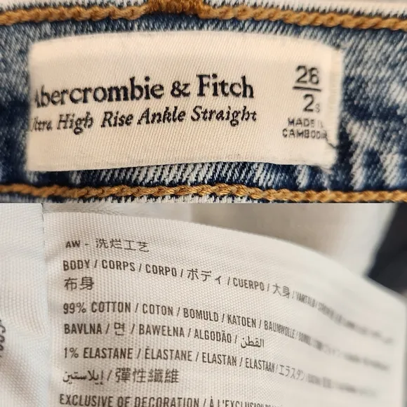 Abercrombie &amp; Fitch Short Ultra High Rise Ankle Straight Jean Released Hem 26 2