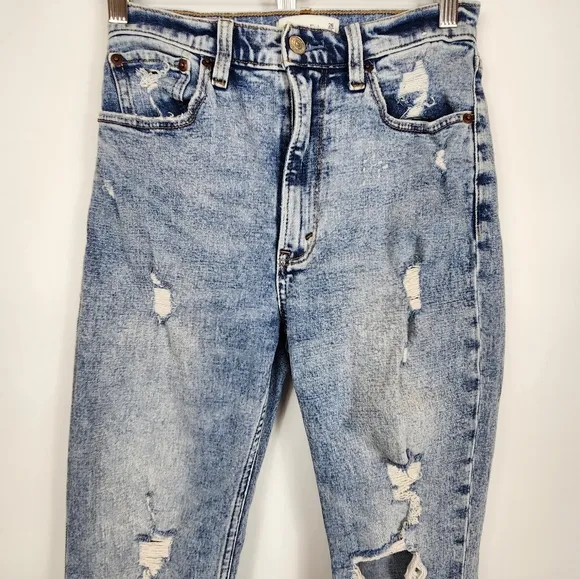 Abercrombie &amp; Fitch Short Ultra High Rise Ankle Straight Jean Released Hem 26 2