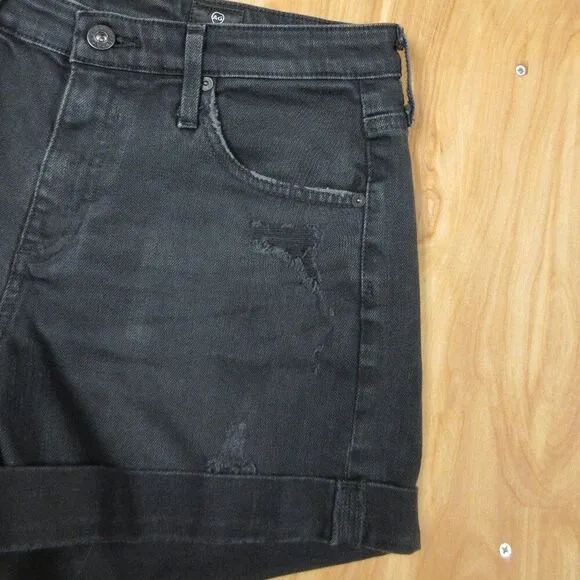 AG ADRIANO GOLDSCHMIED Hailey Ex Boyfriend Roll Up Shorts Sz 27 Blk Denim Jeans