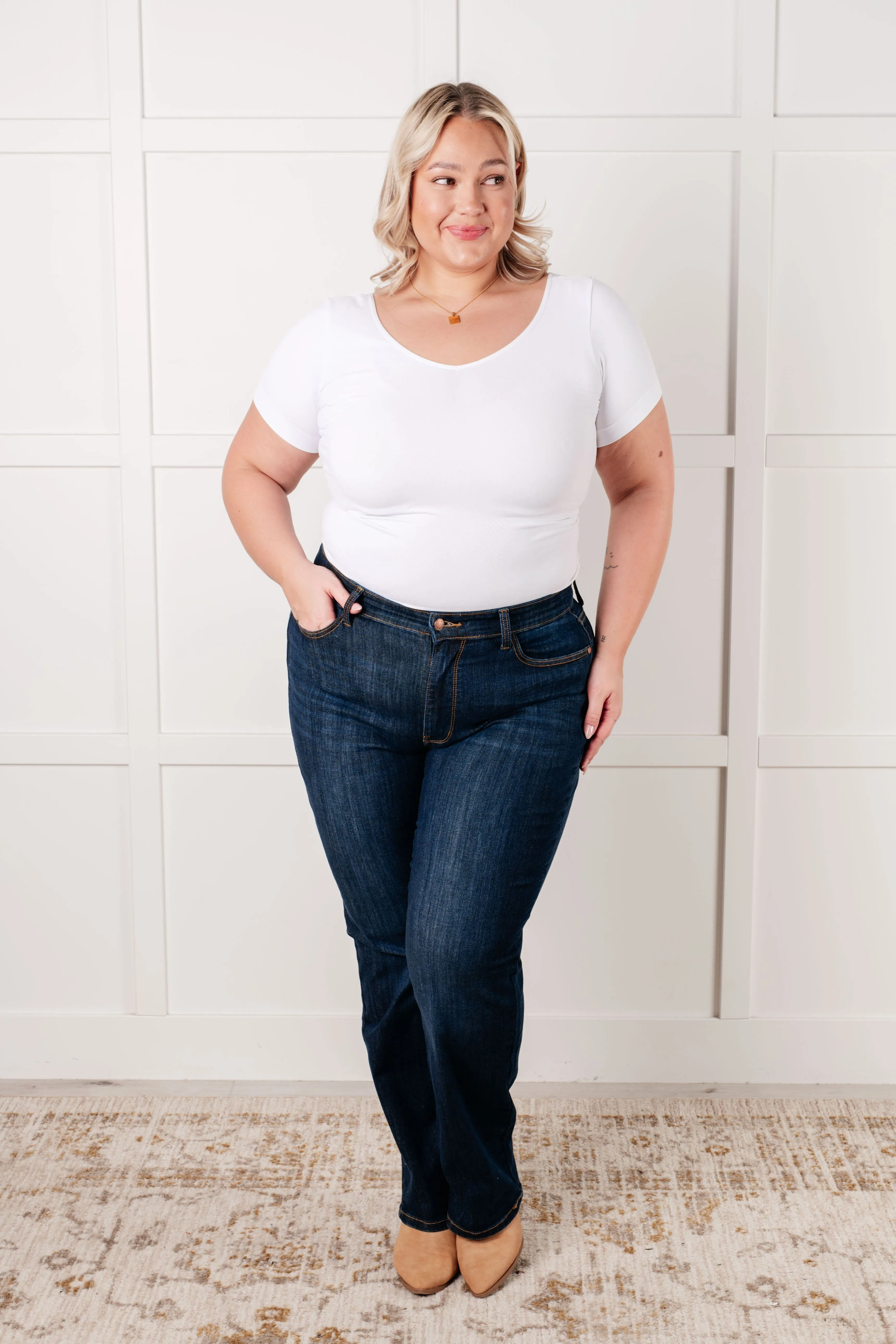 Alaina High Rise Classic Straight Jeans by Judy Blue