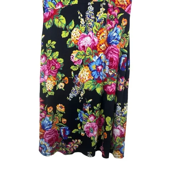 Anthropologie Ett Twa Coreyelle Turtleneck Floral Black Jersey Dress Size:Small