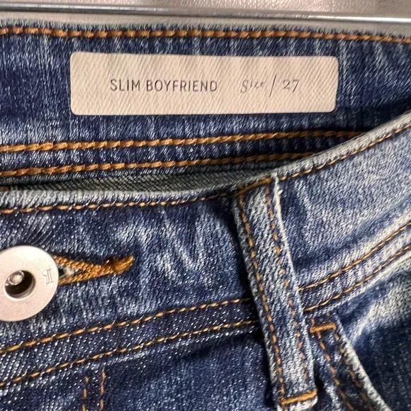 Anthropologie Pilcro Embroidered Mid-rise Slim Boyfriend Jeans