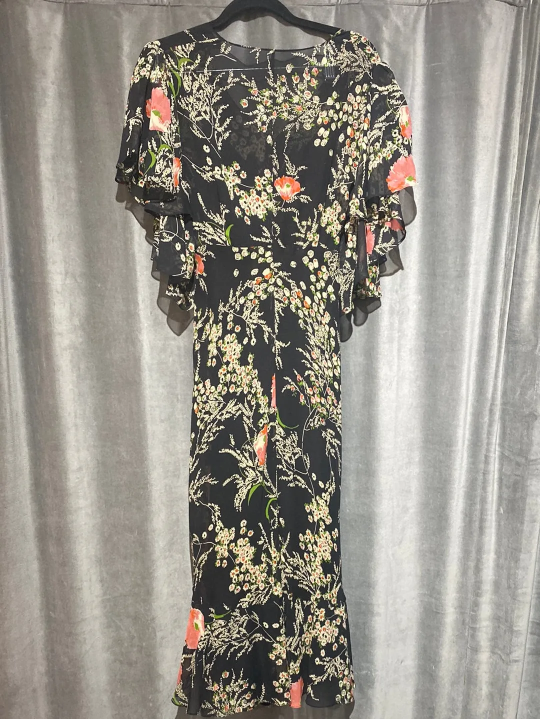 Anthropology Floral Print Ruffle Sleeve Dress