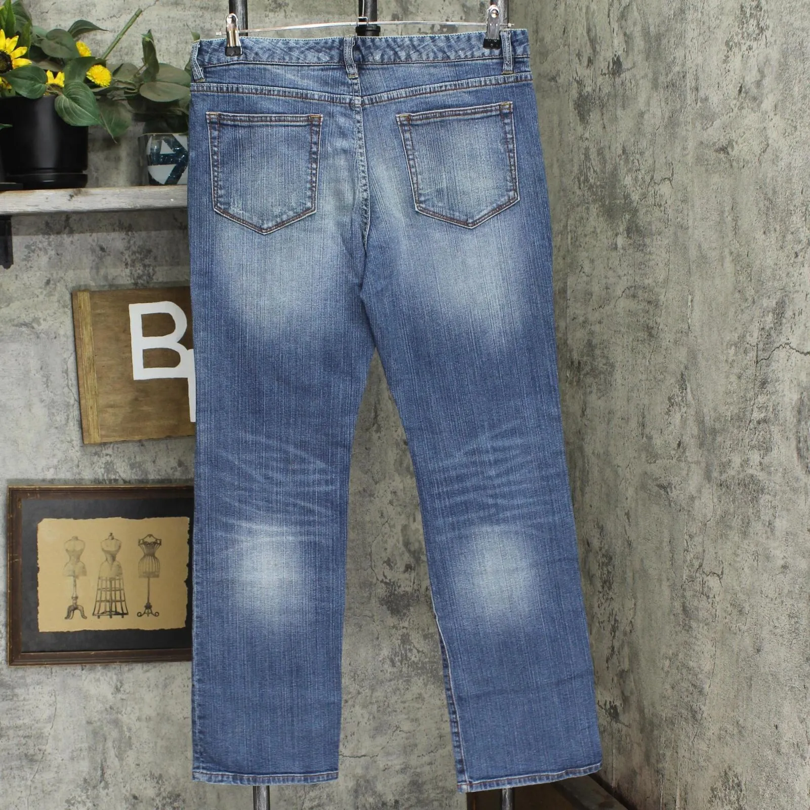 Banana Republic Womens Limited Edition Straight Leg Denim Jeans Blue Wash 14