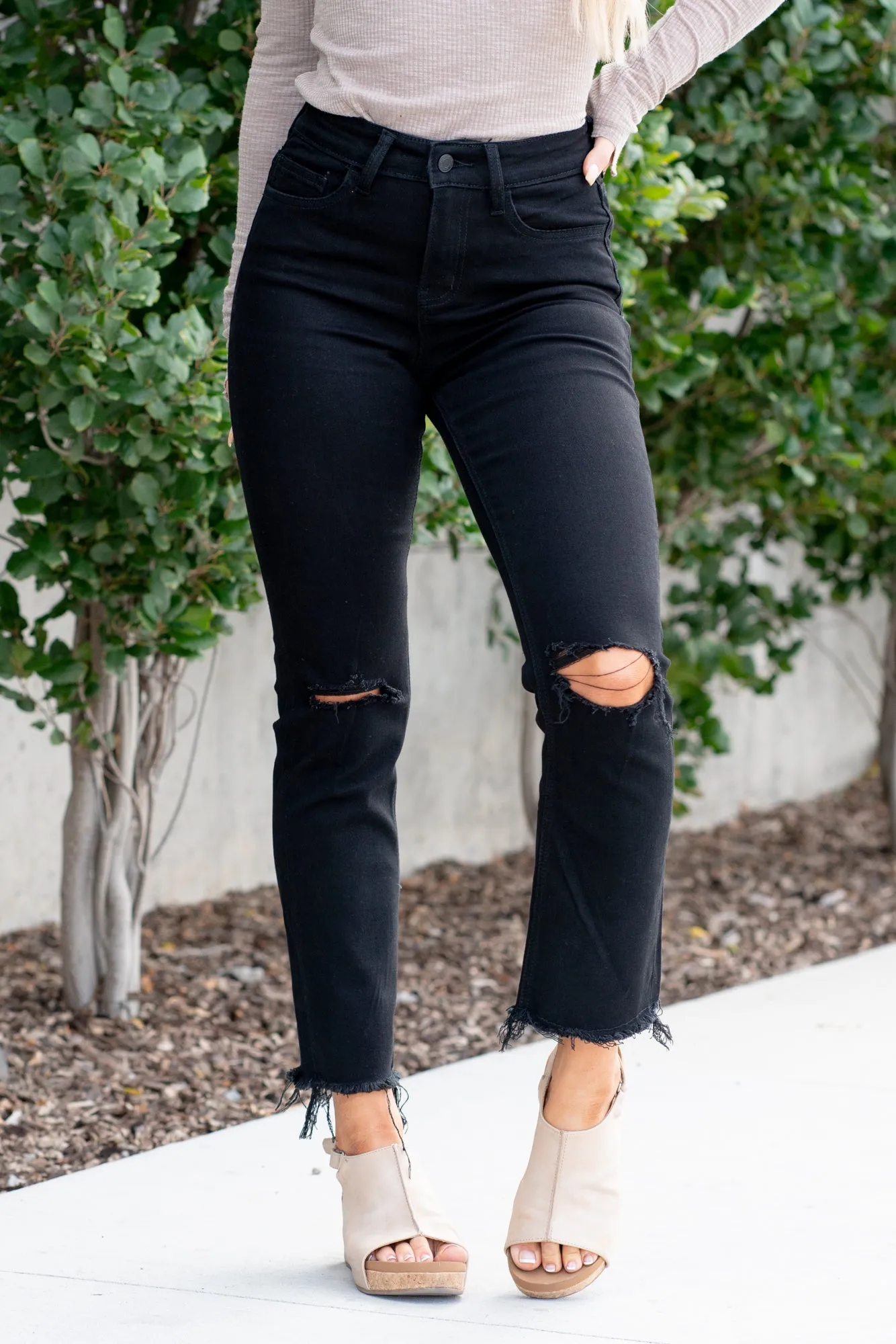 Black Jeanne High Rise Cropped Straight Leg Regular & Plus Sizes