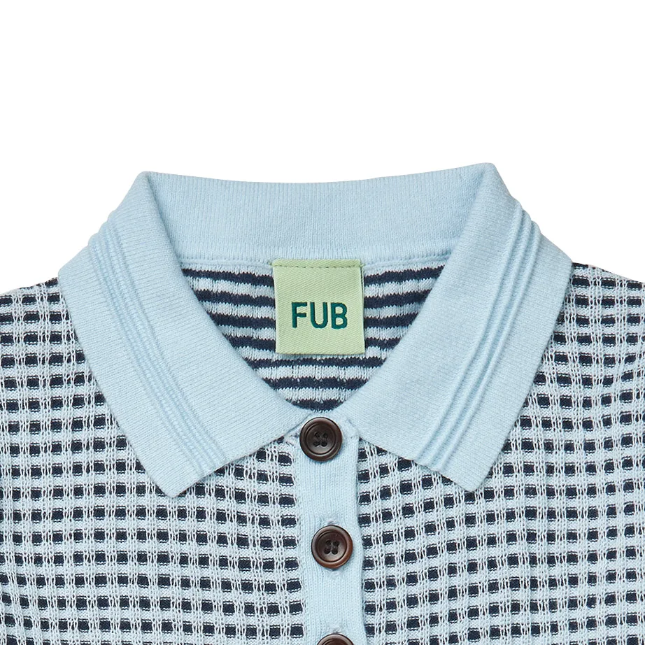 Blue Plaid Cotton Polo Shirt