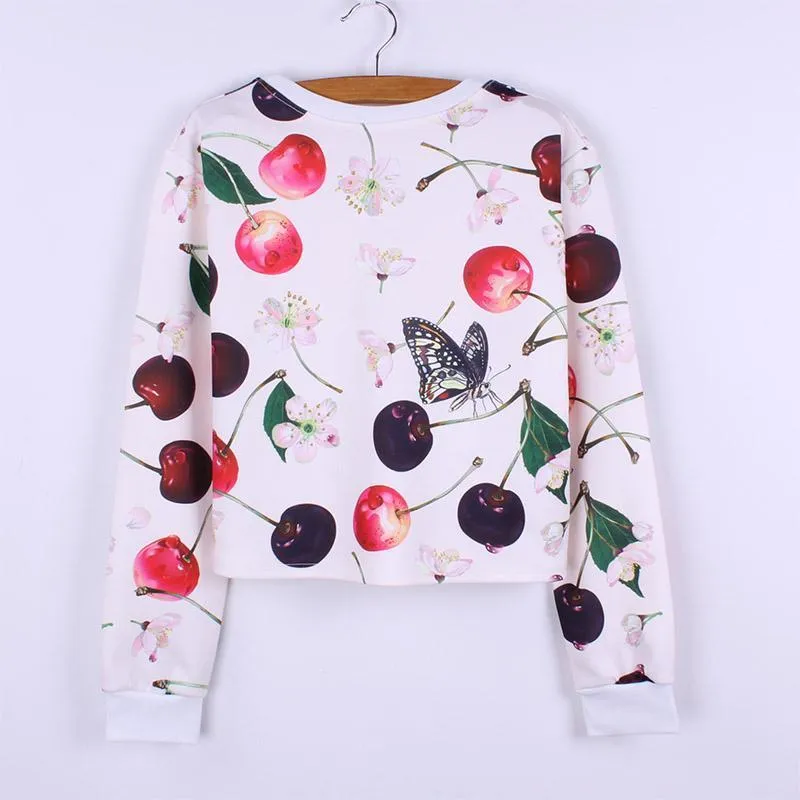 Butterfly Vs. Cherry Cropped Shirt