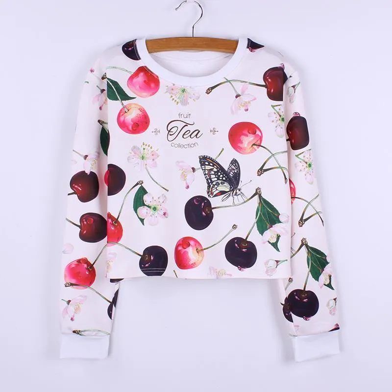 Butterfly Vs. Cherry Cropped Shirt