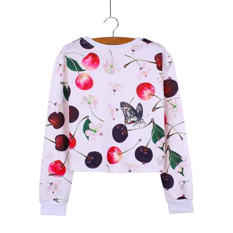 Butterfly Vs. Cherry Cropped Shirt