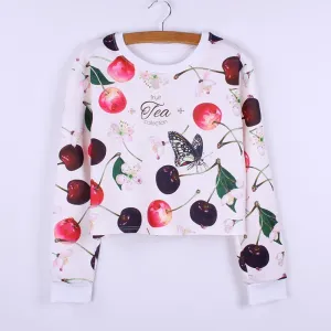 Butterfly Vs. Cherry Cropped Shirt
