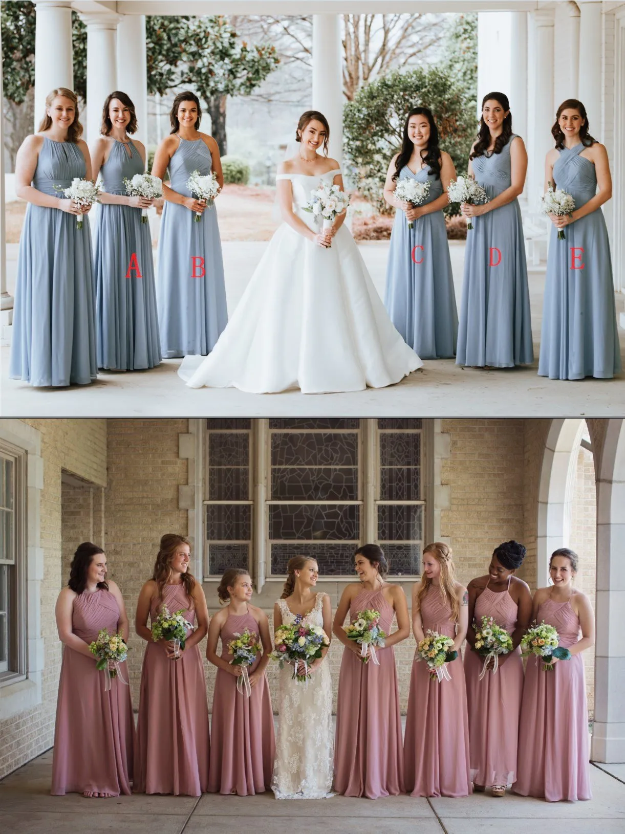 Cheap Chiffon Mismatched A-line Bridesmaid Dresses, WG337