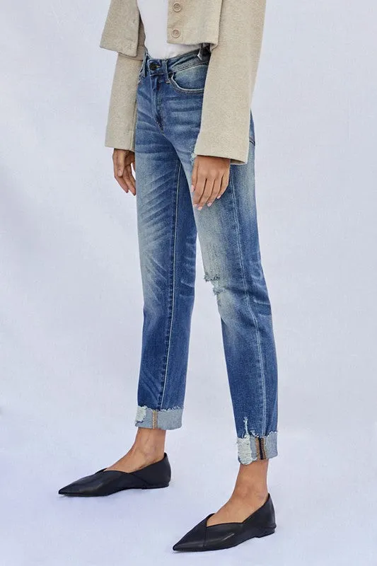 Denim Lab USA Raw Hem Boyfriend Jeans