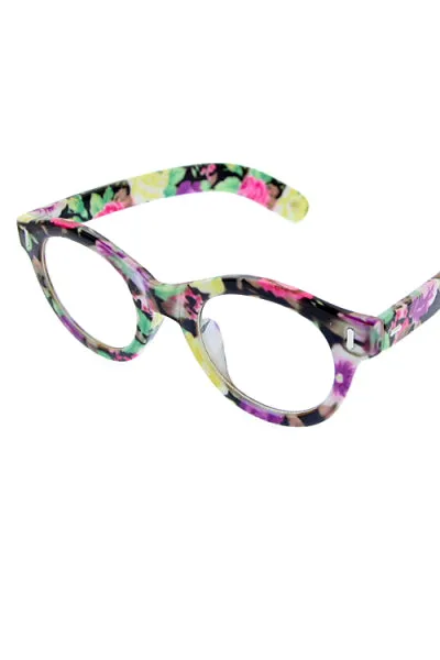 Floral Clear Lense Sunglasses