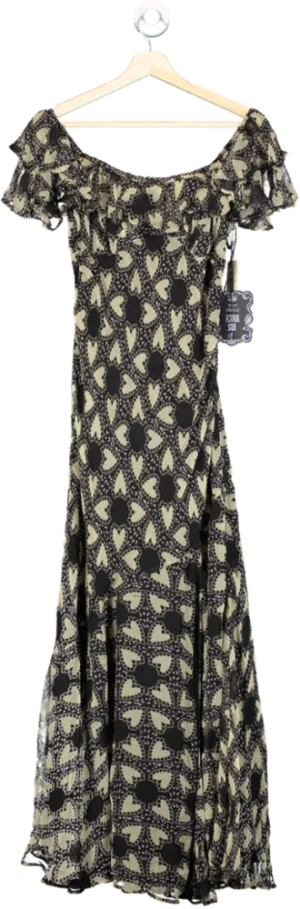 FREE PEOPLE x ANNA SUI ANABELE BIAS heart print DRESS SZ S