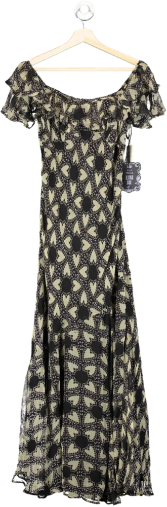 FREE PEOPLE x ANNA SUI ANABELE BIAS heart print DRESS SZ S
