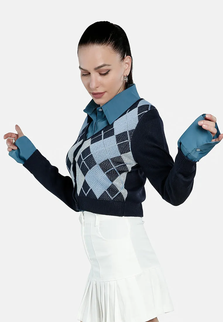 Full Sleeve Argyle Checks Cardigan