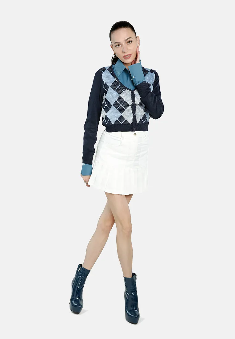 Full Sleeve Argyle Checks Cardigan