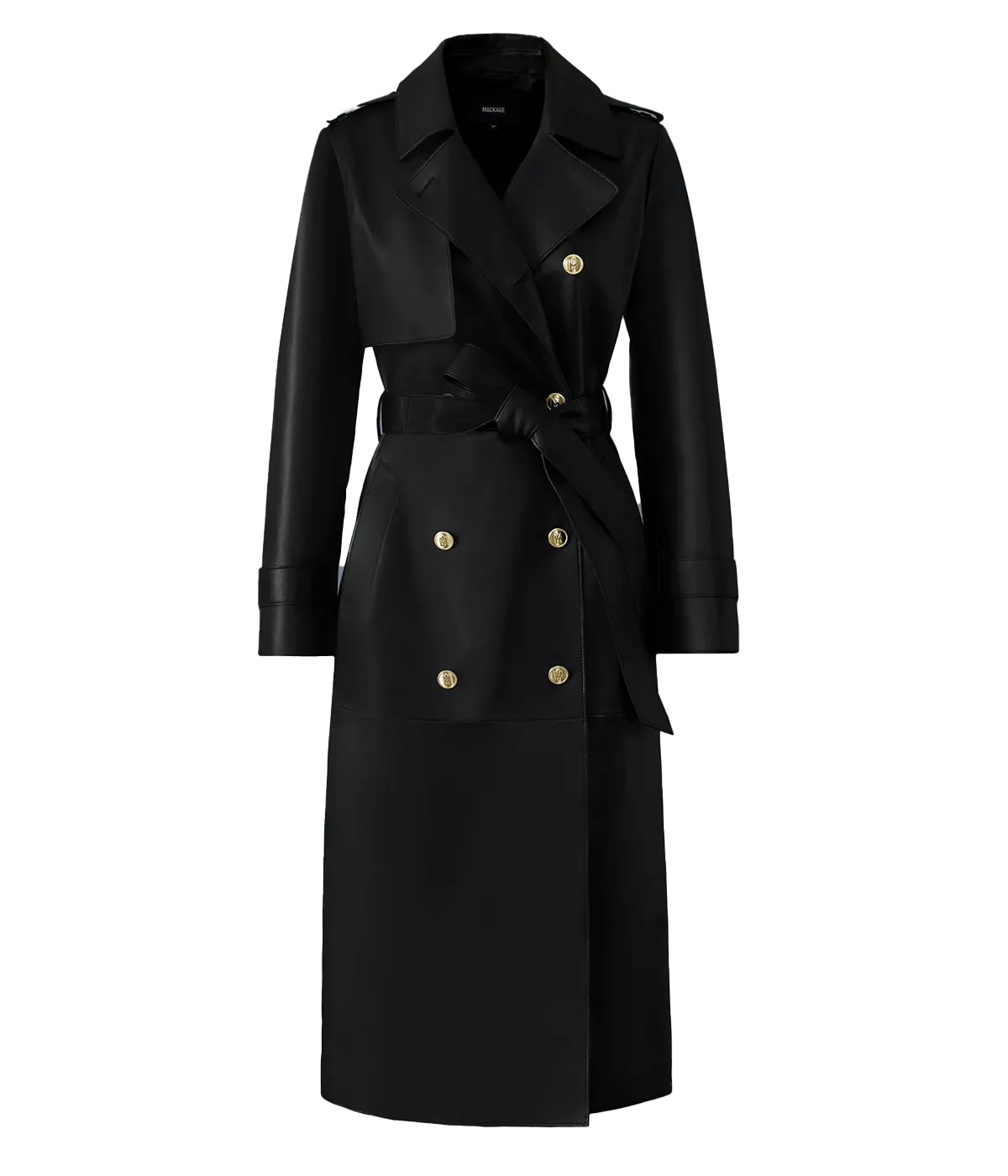 Gael Leather Trench in Black and Gold
