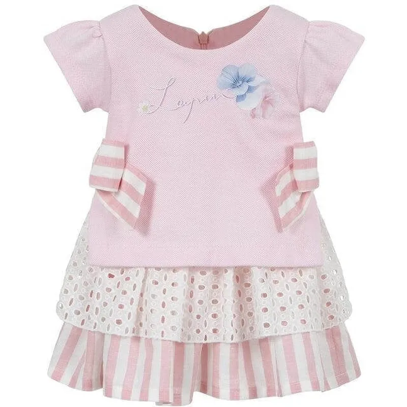 Girls Pink Cotton Floral Dress