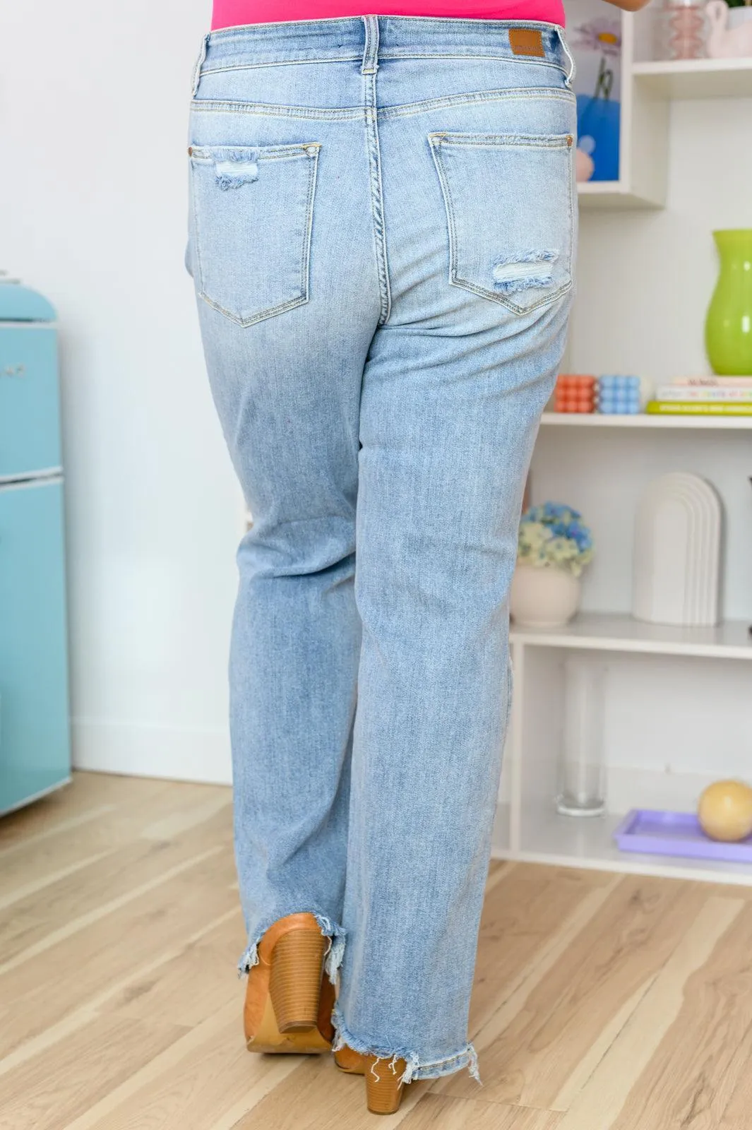 Hazel Blues® |  Rose High Rise 90's Straight Jeans in Light Wash