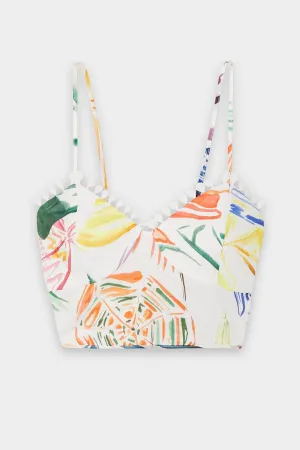 Hilma Crop Top in White Print