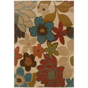 Ivory Floral Pattern Area Rug (7'10 x 10')