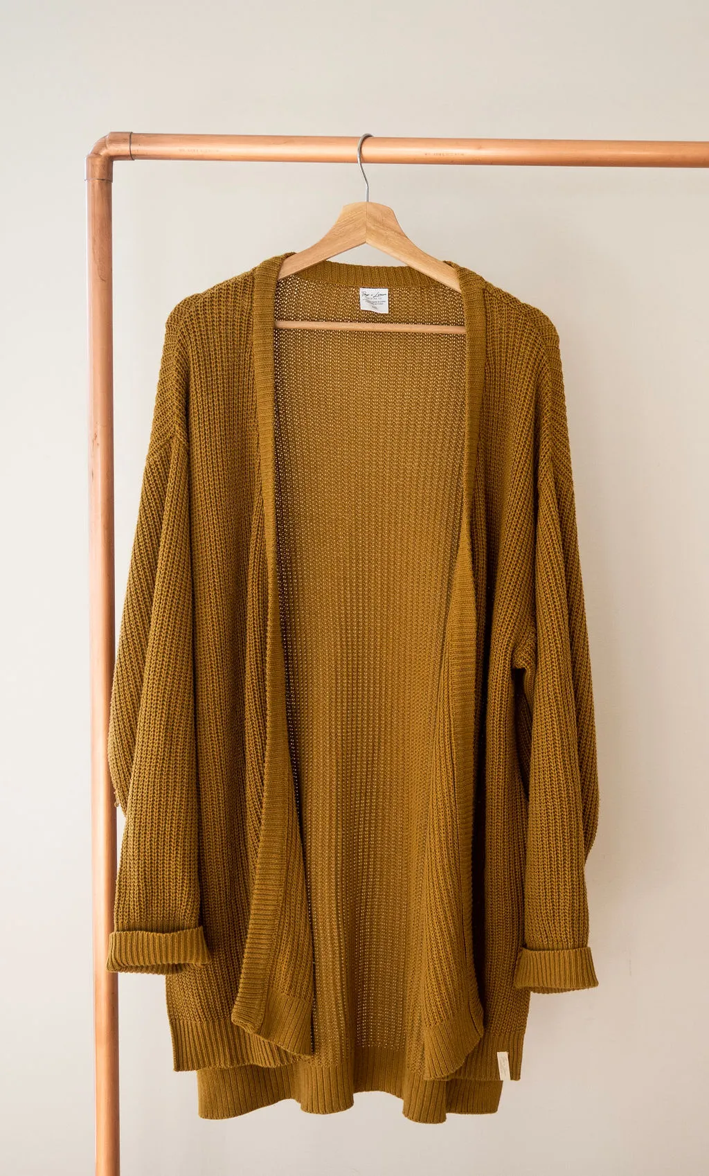 Ladies Knit Cardigan: Mustard XL/XXL