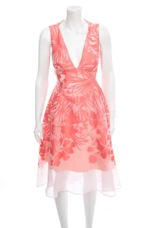Lela Rose Pink Floral Sleeveless Dress Size 2