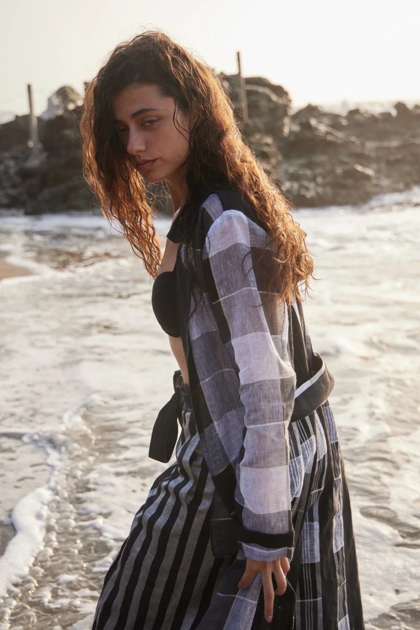 Linen Check Trench