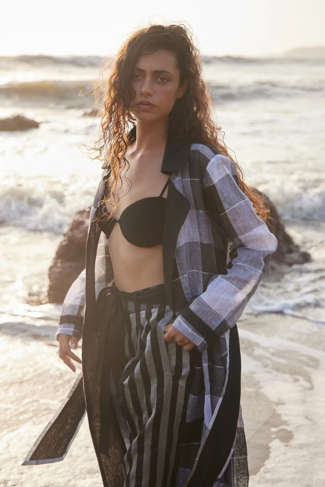 Linen Check Trench