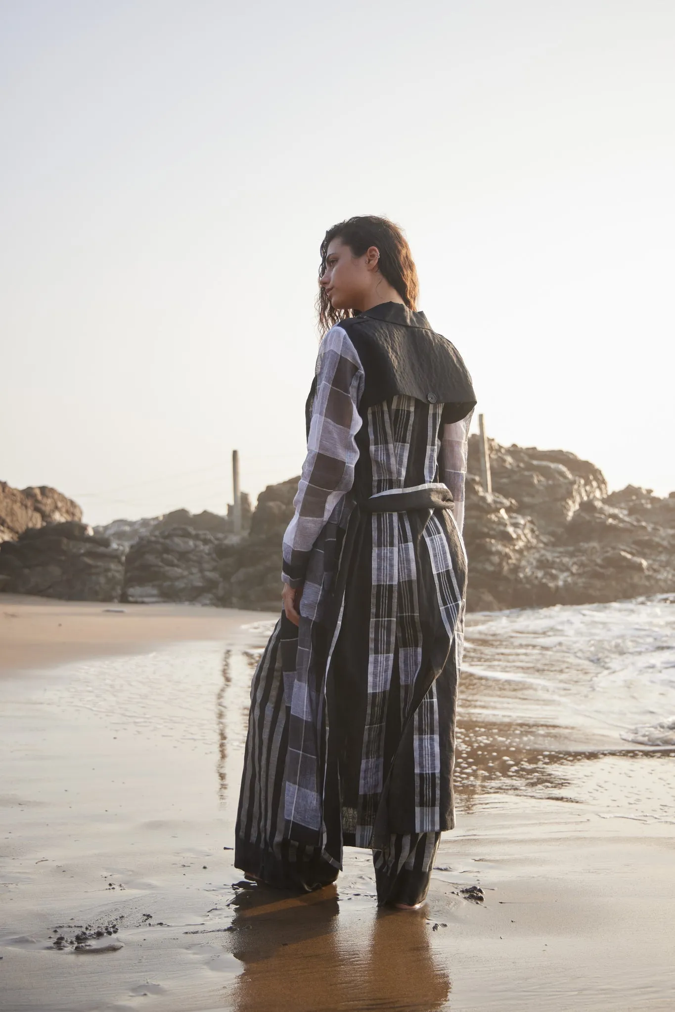 Linen Check Trench