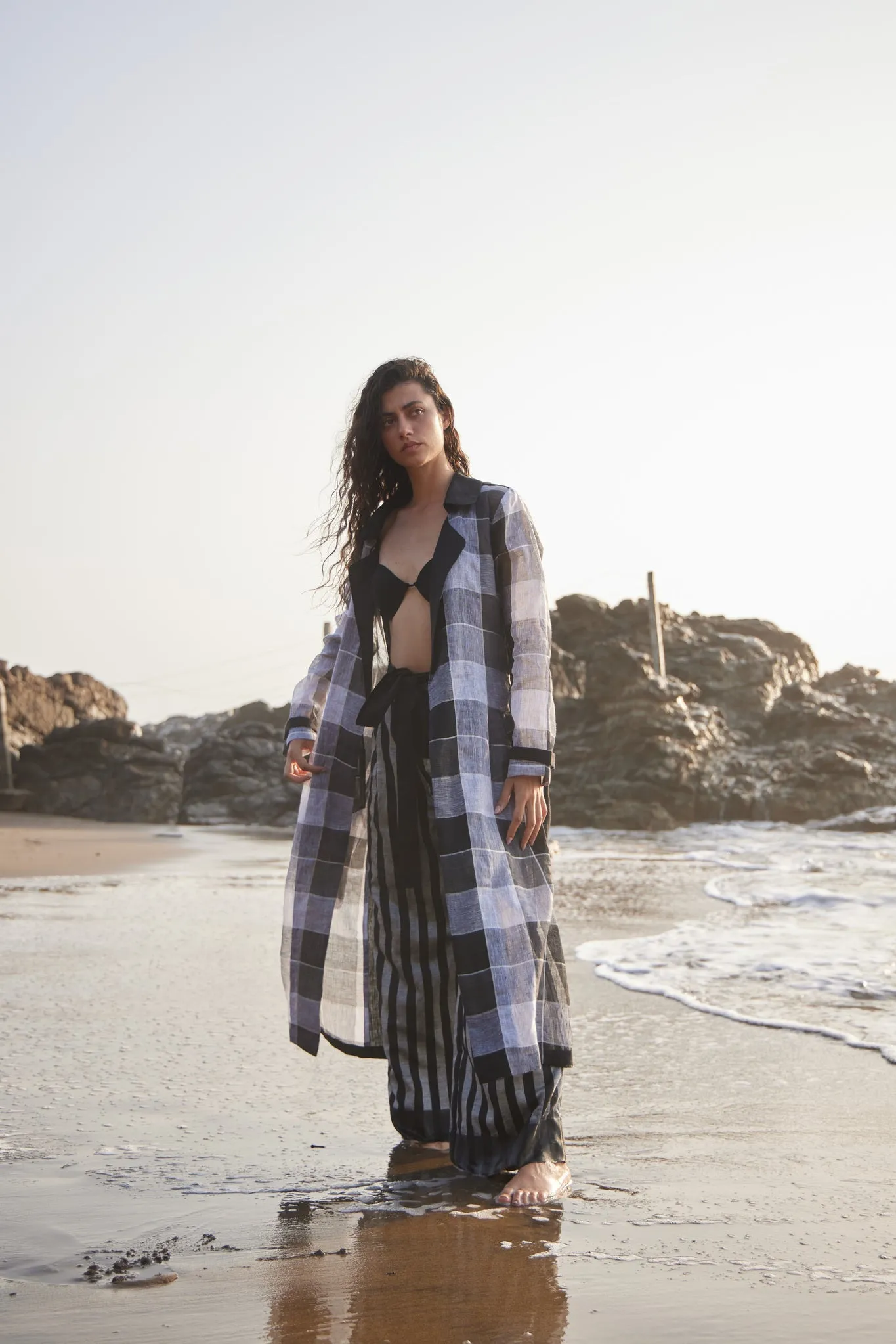 Linen Check Trench