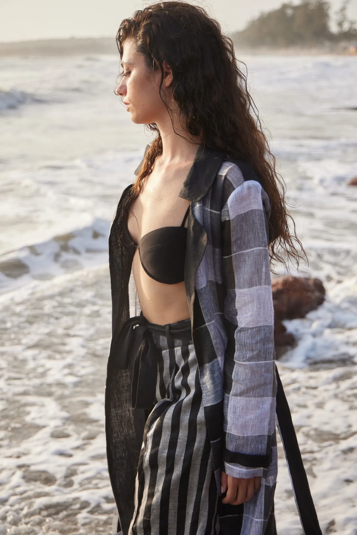 Linen Check Trench