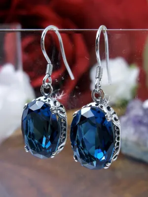 London Blue Earrings, Natural or Simulated Edwardian Jewelry #E70
