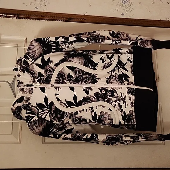 Lululemon Floral Black and White Scuba Hoodie
