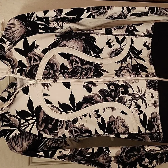 Lululemon Floral Black and White Scuba Hoodie