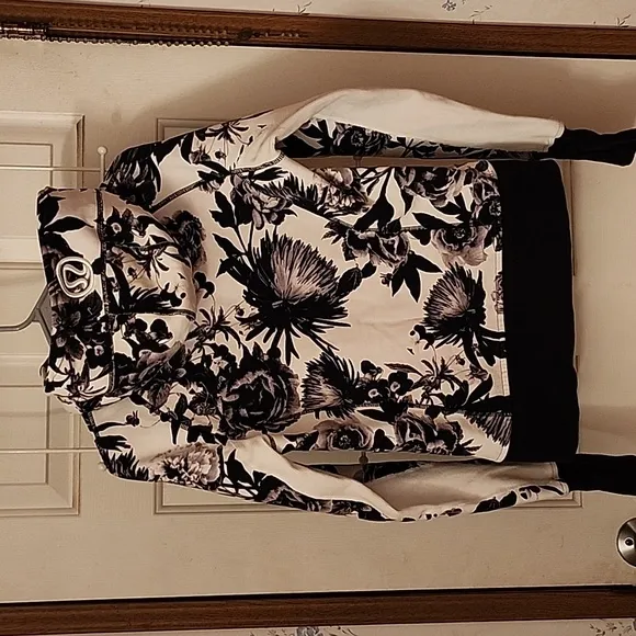 Lululemon Floral Black and White Scuba Hoodie