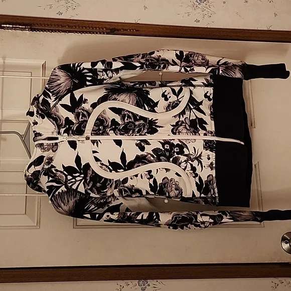 Lululemon Floral Black and White Scuba Hoodie