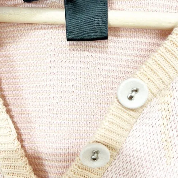 Marc Jacobs Cotton Pastel Pink and Cream Floral 3/4 Sleeve Sweater Large