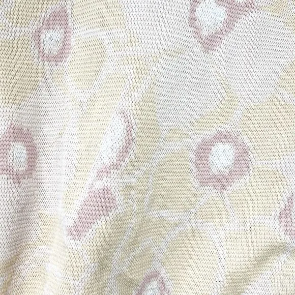 Marc Jacobs Cotton Pastel Pink and Cream Floral 3/4 Sleeve Sweater Large