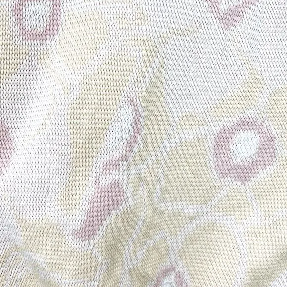 Marc Jacobs Cotton Pastel Pink and Cream Floral 3/4 Sleeve Sweater Large