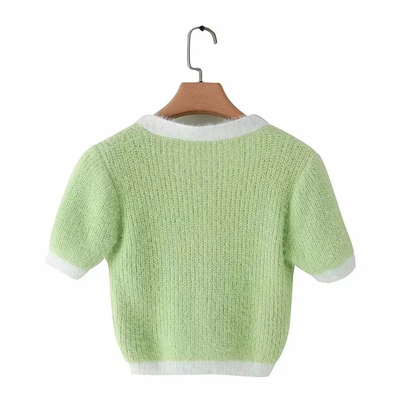 Mohair Single-breasted Knitting Short Cardigan