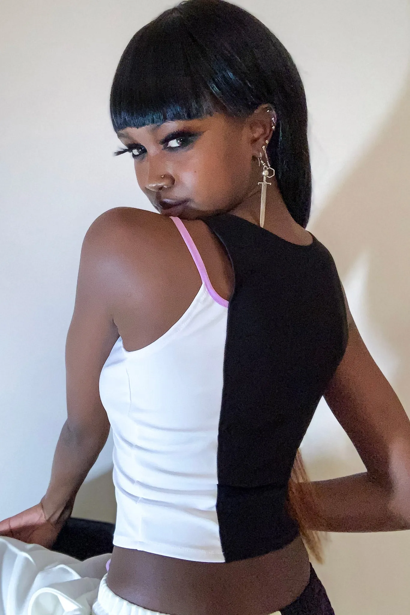 Moo-nochrome Crop Tank Top