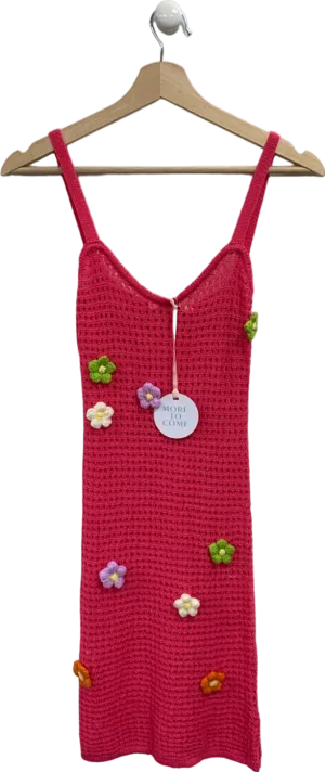 More To Come Pink Crocheted Floral Dress UK XS