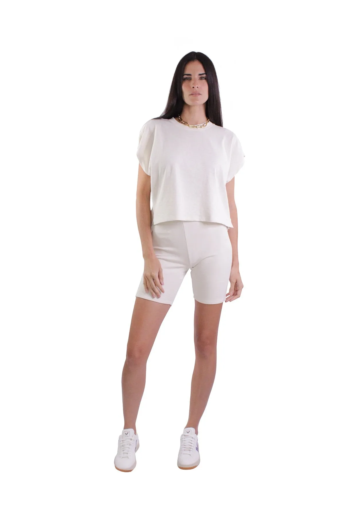 Off Duty Tee Top in Whisper White