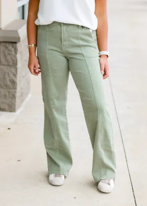 Off to Fall Judy Blue Front Seam Straight Leg Jeans in Olive