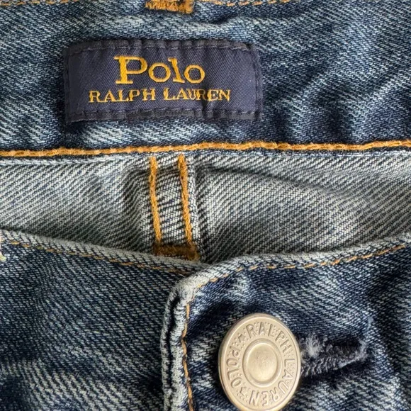 Polo Ralph Lauren Jean Women Avery Boyfriend Patch-Work Blue Distressed Jeans 28