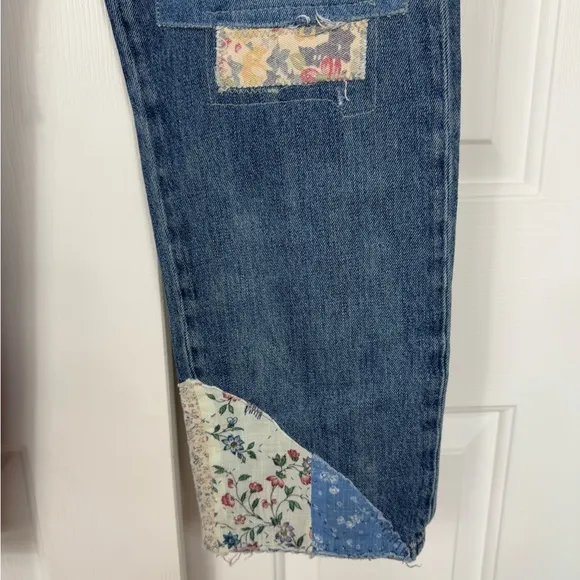 Polo Ralph Lauren Jean Women Avery Boyfriend Patch-Work Blue Distressed Jeans 28